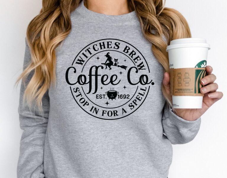 Witches Brew Sweatshirt, Funny Coffee Co Crewneck, Halloween Pullover Sweater
