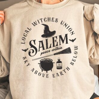 Salem Vintage Halloween Shirt, Local Witches Union, Spooky Season Sweatshirt, Cozy Fall Tee 0