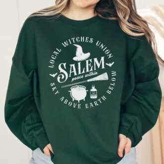 Salem Vintage Halloween Shirt, Local Witches Union, Spooky Season Sweatshirt, Cozy Fall Tee 1