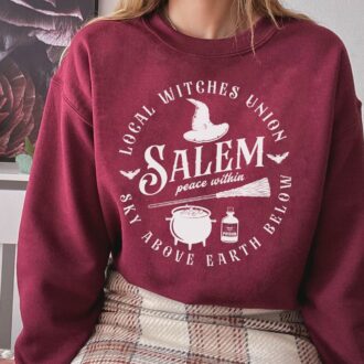 Salem Vintage Halloween Shirt, Local Witches Union, Spooky Season Sweatshirt, Cozy Fall Tee 3