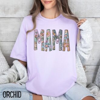 Floral Mama T shirt, Mothers Day Gift for New Mom, Birthday Gift, Motherhood Shirt 1