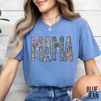 Floral Mama T shirt, Mothers Day Gift for New Mom, Birthday Gift, Motherhood Shirt 4