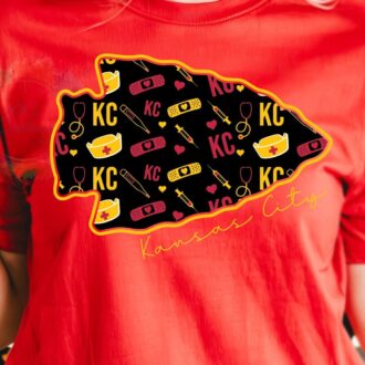KC Nurse Kansas City Chiefs Football Fan Tshirt, Nurses Football Gear 0