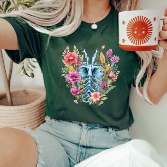 Anatomically Correct Torso Floral T Shirt for Women, Medical Gift for Nurse 4