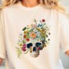 Anatomy Skull Floral Nurse T-Shirt, Flower Skull Tank Top, Skeleton Shirt for Women