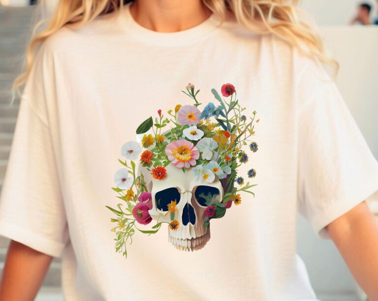Anatomy Skull Floral Nurse T-Shirt, Flower Skull Tank Top, Skeleton Shirt for Women