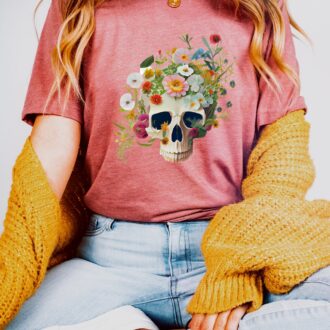 Anatomy Skull Floral Nurse T Shirt, flower skull tank top, skeleton shirt for women 2
