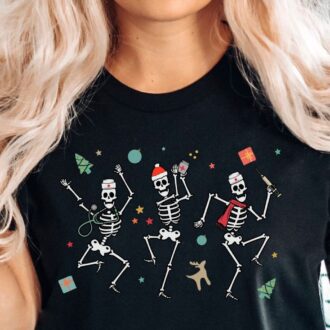 Christmas Santa Party Nurse Skeleton T Shirt, Xmas Holiday Healthcare Sweatshirt 0