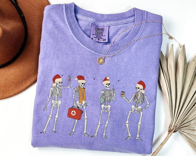 Funny Christmas Nurse Skeleton Sweatshirt, Healthcare Worker Gift, ER Nurse Xmas
