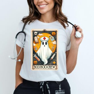 Halloween Boo Boo Crew Shirt, Nursing Ghost, Skeleton Nurse Hoodie, Nurse Tarot Card 0