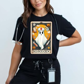 Halloween Boo Boo Crew Shirt, Nursing Ghost, Skeleton Nurse Hoodie, Nurse Tarot Card 1
