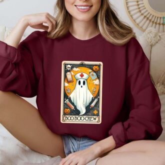 Halloween Boo Boo Crew Shirt, Nursing Ghost, Skeleton Nurse Hoodie, Nurse Tarot Card 3