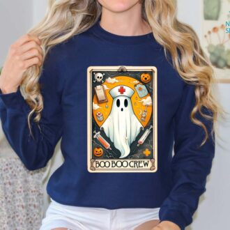 Halloween Boo Boo Crew Shirt, Nursing Ghost, Skeleton Nurse Hoodie, Nurse Tarot Card 4
