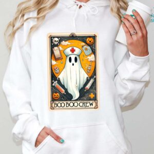 Halloween Boo Boo Crew Shirt, Nursing Ghost, Skeleton Nurse Hoodie, Nurse Tarot Card