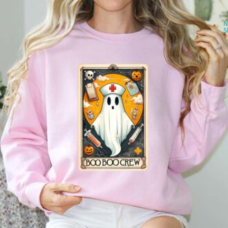 Halloween Boo Boo Crew Shirt, Nursing Ghost, Skeleton Nurse Hoodie, Nurse Tarot Card 7