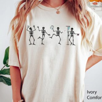Halloween Nurse Shirt, Dancing Skeletons T Shirt, Spooky Nurse Gift, Nurse Appreciation 3