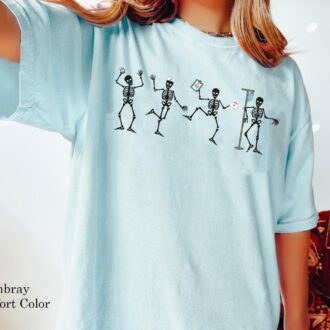 Halloween Nurse Shirt, Dancing Skeletons T Shirt, Spooky Nurse Gift, Nurse Appreciation 5