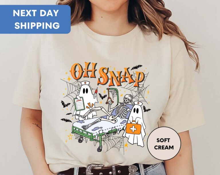 Oh Snap Nurse Shirt, Hospital Halloween Party, Funny Skeleton & Spooky Bone Design