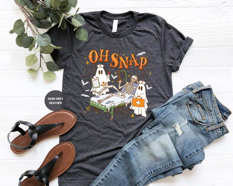 Oh Snap Nurse Shirt, Hospital Halloween Party, Funny Skeleton & Spooky Bone Design
