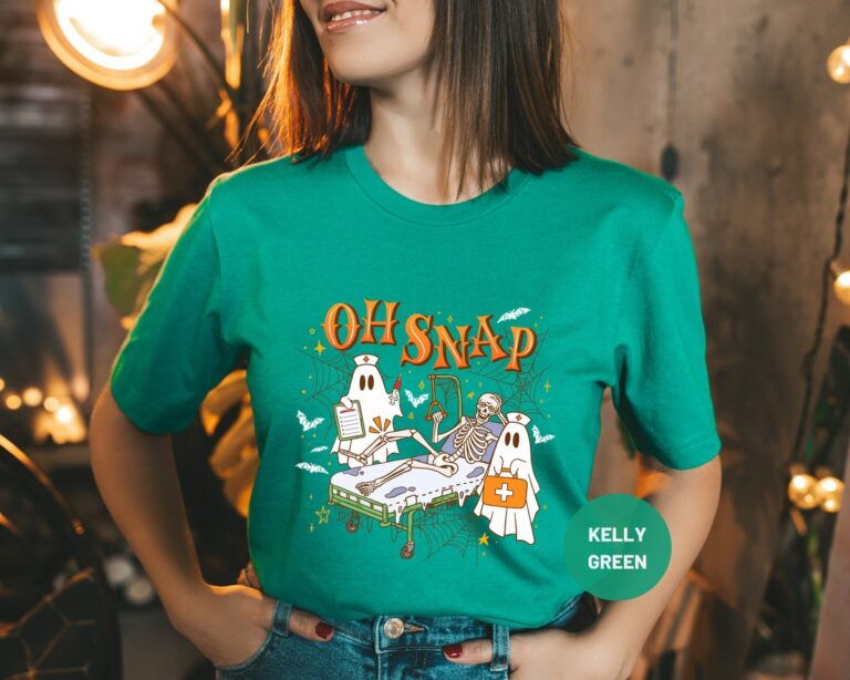 Oh Snap Nurse Shirt, Hospital Halloween Party, Funny Skeleton & Spooky Bone Design