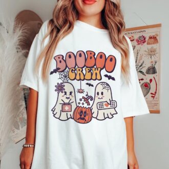 Boo Boo Crew Nurse Ghost Shirt, Funny Spooky Ghost Costume for Nurses