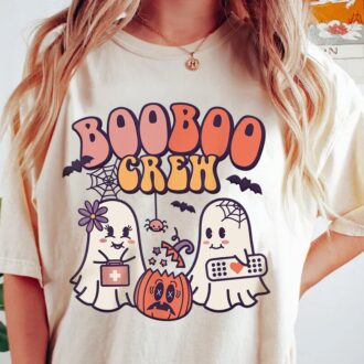 Boo Boo Crew Nurse Ghost Shirt, Funny Spooky Ghost Costume for Nurses