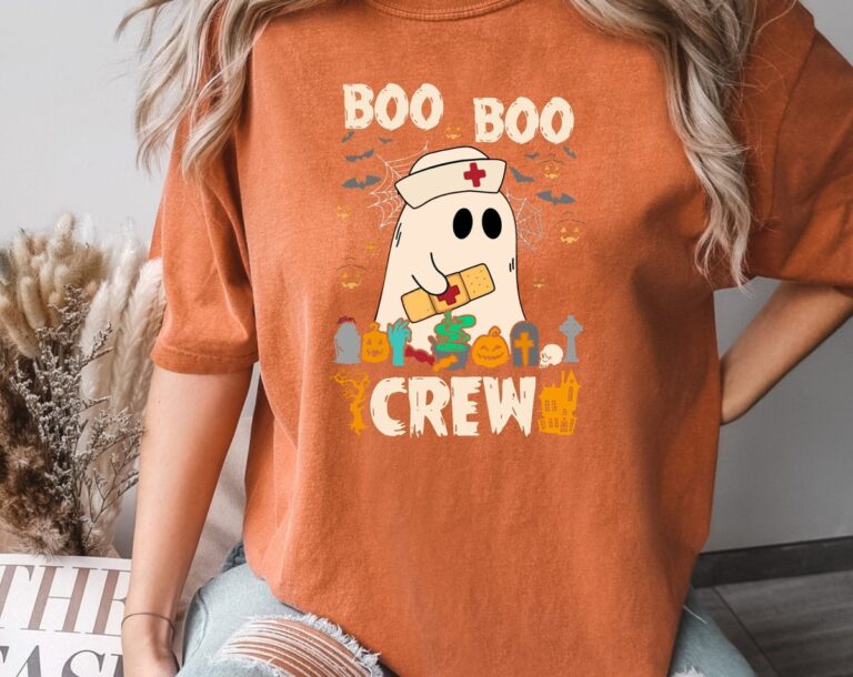 Boo Boo Crew Nurse Ghost Shirt, Spooky Halloween Tee from Comfort Colors