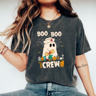 Boo Boo Crew Nurse Ghost Shirt, Spooky Halloween Tee from Comfort Colors