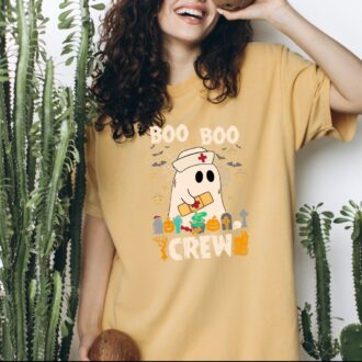 Boo Boo Crew Nurse Ghost Shirt, Spooky Halloween Tee from Comfort Colors