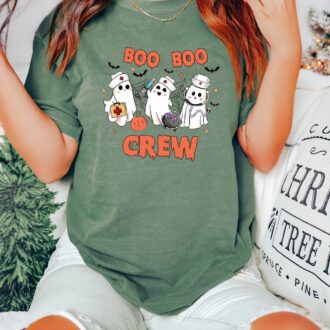 Boo Crew Halloween Nurse Shirt, Cute Ghost Nurse Tee for Sale