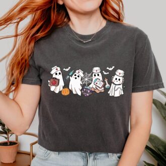 Ghost Nurse Halloween T-Shirt, School Nurse Boo Boo Crew Tee, Clinic, Nurse Gift