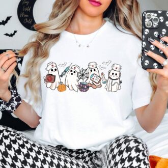 Ghost Nurse Halloween T-Shirt, School Nurse Boo Boo Crew Tee, Clinic, Nurse Gift