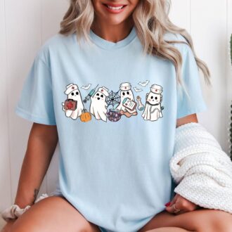 Ghost Nurse Halloween T-Shirt, School Nurse Boo Boo Crew Tee, Clinic, Nurse Gift