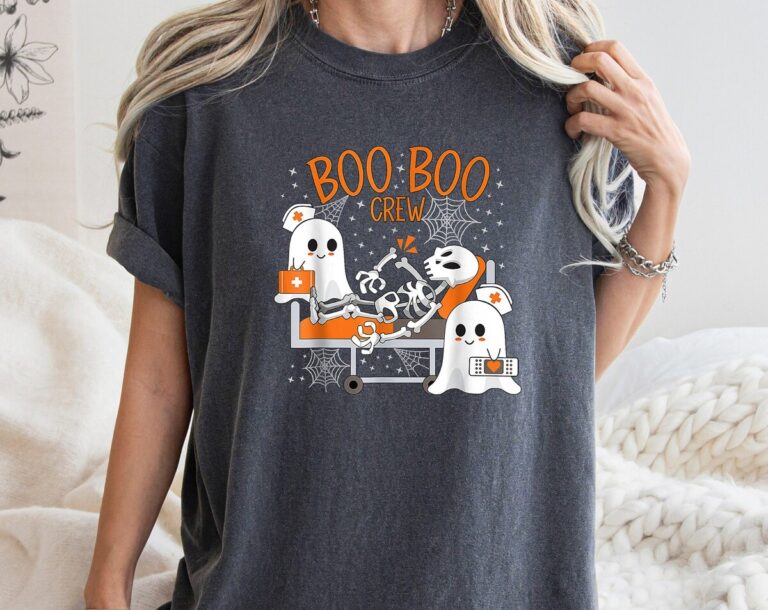 Halloween Boo Crew Nurse T-Shirt, Cute Nurse Shirt, Funny Ghost Shirt