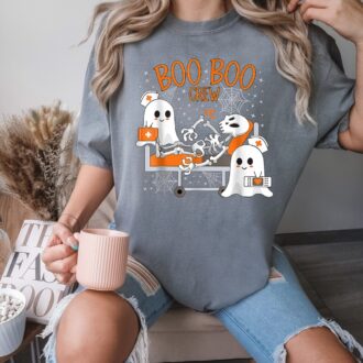 Halloween Boo Crew Nurse T-Shirt, Cute Nurse Shirt, Funny Ghost Shirt