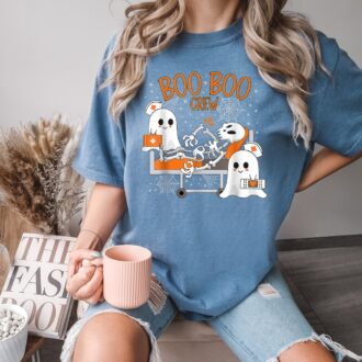 Halloween Boo Crew Nurse T-Shirt, Cute Nurse Shirt, Funny Ghost Shirt