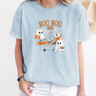Halloween Boo Crew Nurse T-Shirt, Cute Nurse Shirt, Funny Ghost Shirt