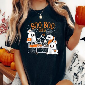 Halloween Boo Crew Nurse T-Shirt, Cute Nurse Shirt, Funny Ghost Shirt