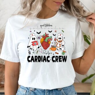 Halloween Cardiac Registered Nurses Shirt, Heart Anatomy Ghosts, Cardiology Heart Warrior Gift
