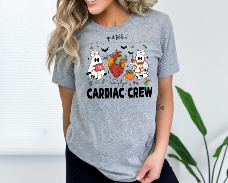 Halloween Cardiac Registered Nurses Shirt, Heart Anatomy Ghosts, Cardiology Heart Warrior Gift