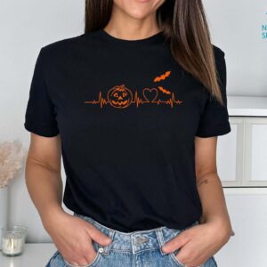 Halloween Pumpkin Heartbeat Shirt, Spooky Vibes Fall Hoodie, Nursing Ghost Shirt