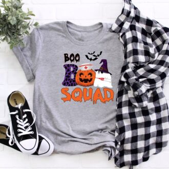 Nurse Halloween Gift, Boo Squad Pumpkin Shirt, Funny Halloween Apparel