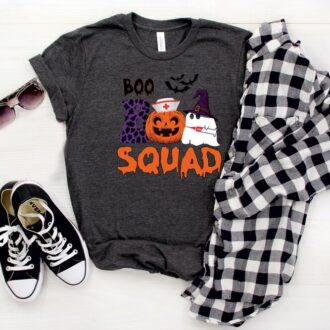 Nurse Halloween Gift, Boo Squad Pumpkin Shirt, Funny Halloween Apparel