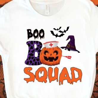 Nurse Halloween Gift, Boo Squad Pumpkin Shirt, Funny Halloween Apparel