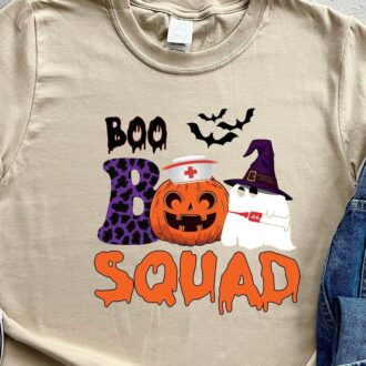 Nurse Halloween Gift, Boo Squad Pumpkin Shirt, Funny Halloween Apparel
