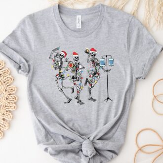 Nurse Squad Skeleton T-shirt, Santa Claus Christmas gifts for nurses