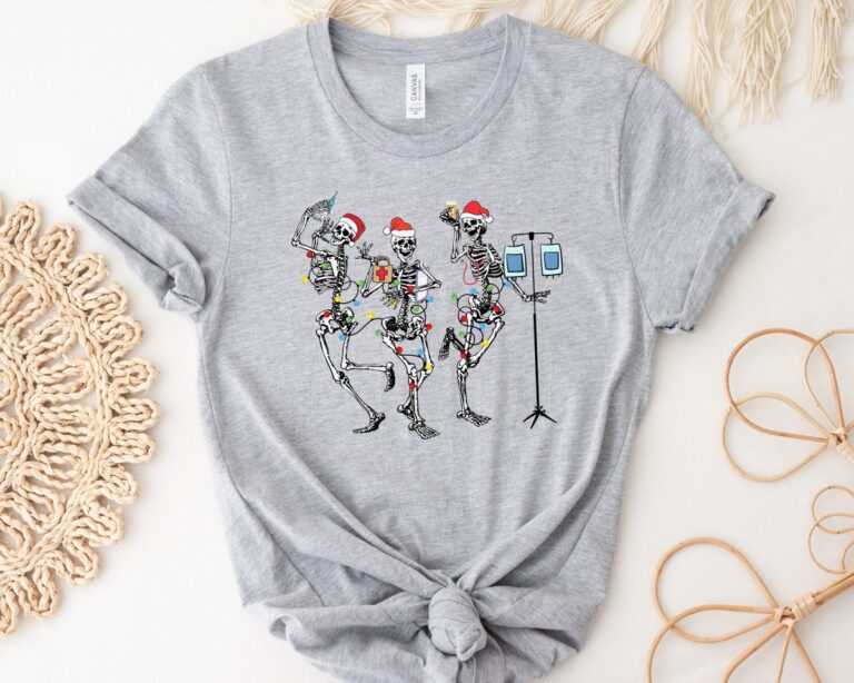 Nurse Squad Skeleton T-shirt, Santa Claus Christmas gifts for nurses