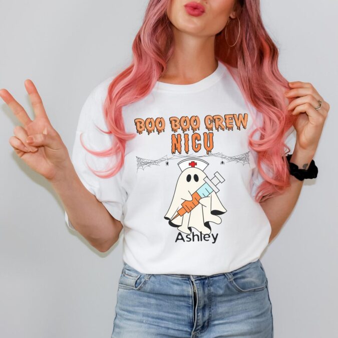 Personalized Boo Boo Crew Ghost Nurse Shirt, Spooky Season Night Shift Crew