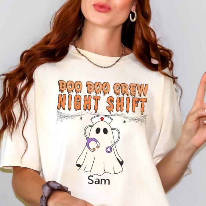 Personalized Boo Boo Crew Ghost Nurse Shirt, Spooky Season Night Shift Crew