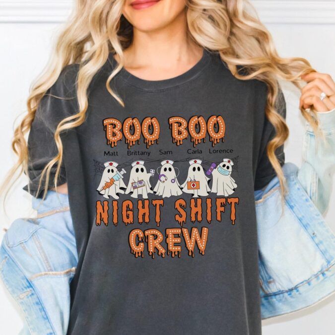 Personalized Boo Boo Crew Ghost Nurse Shirt, Spooky Season Night Shift Crew